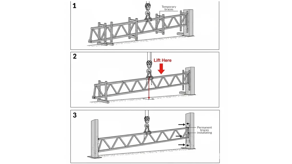 Step 5: Lifting and bracing on site