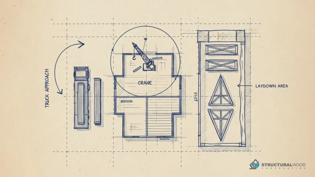 Plan Delivery and Crane Day Early- Commercial Roof Truss Contractors