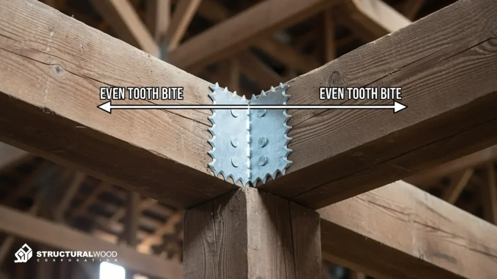 Install Truss Plates- How to Build Wooden Trusses